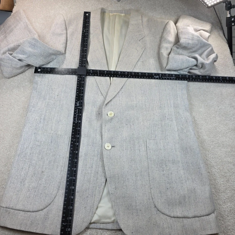 House of Darby Ltd Mens 36R Oatmeal Blue Fleck 100% Silk VTG Sport Coat Blazer